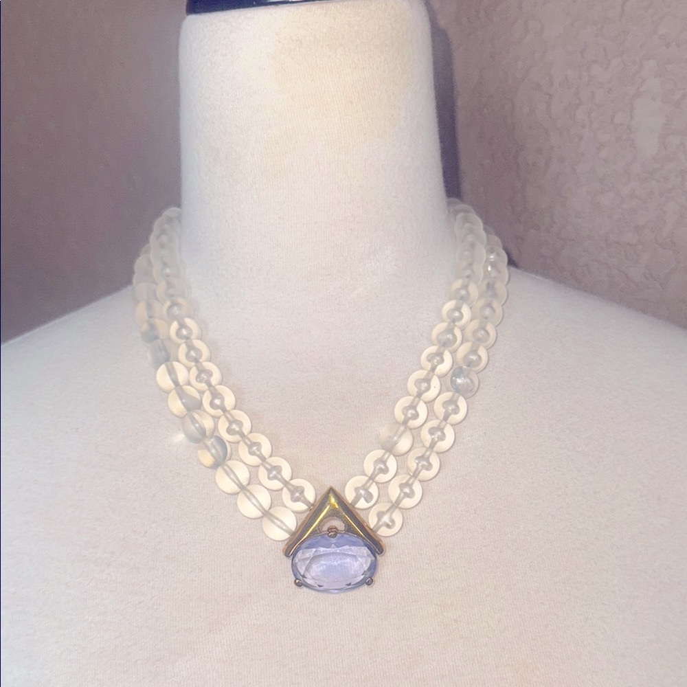 Elegant Double Strand Smokey Quartz Necklace with Kunzite Pendant